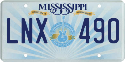 MS license plate LNX490