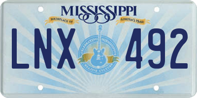 MS license plate LNX492