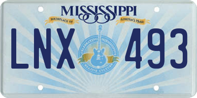 MS license plate LNX493