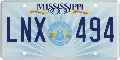 MS license plate LNX494