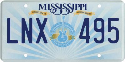 MS license plate LNX495