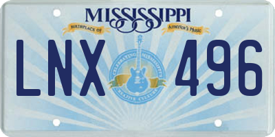 MS license plate LNX496