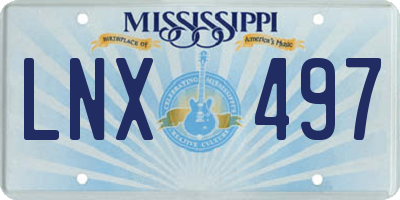 MS license plate LNX497