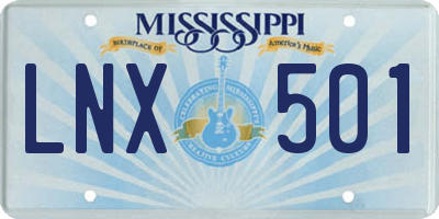 MS license plate LNX501