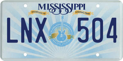 MS license plate LNX504