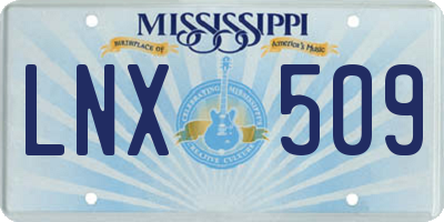 MS license plate LNX509