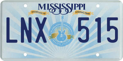 MS license plate LNX515