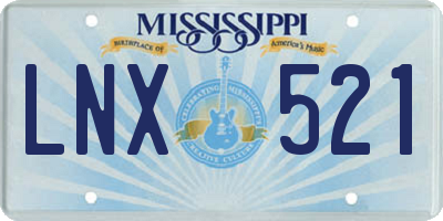 MS license plate LNX521