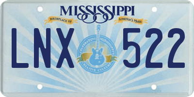 MS license plate LNX522