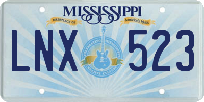 MS license plate LNX523