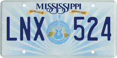 MS license plate LNX524
