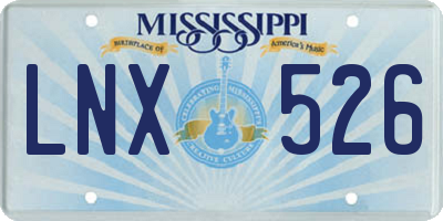 MS license plate LNX526