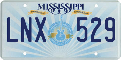 MS license plate LNX529