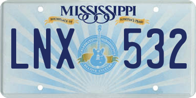 MS license plate LNX532