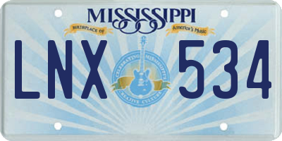 MS license plate LNX534