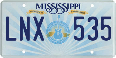 MS license plate LNX535
