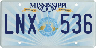 MS license plate LNX536