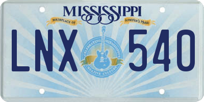 MS license plate LNX540