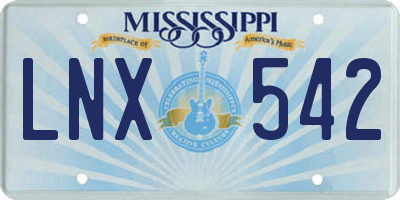 MS license plate LNX542