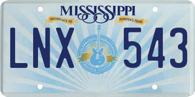 MS license plate LNX543