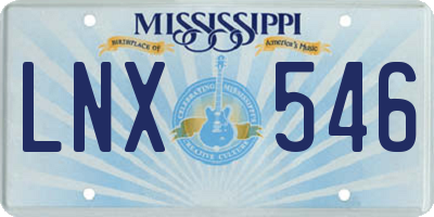 MS license plate LNX546