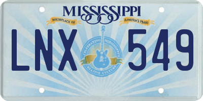 MS license plate LNX549