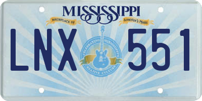 MS license plate LNX551