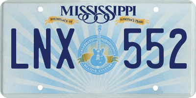 MS license plate LNX552
