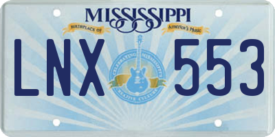 MS license plate LNX553