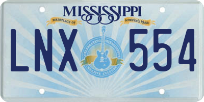 MS license plate LNX554