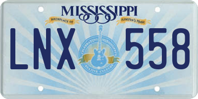 MS license plate LNX558