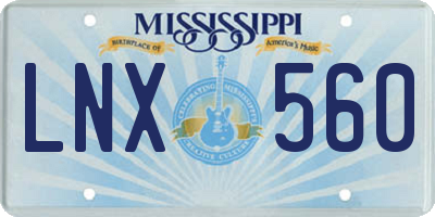 MS license plate LNX560