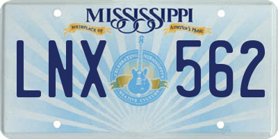 MS license plate LNX562
