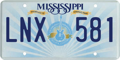 MS license plate LNX581