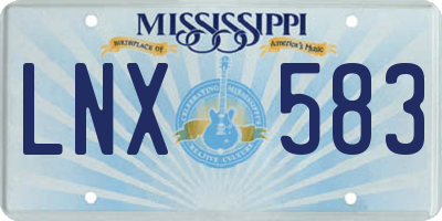 MS license plate LNX583
