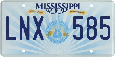 MS license plate LNX585