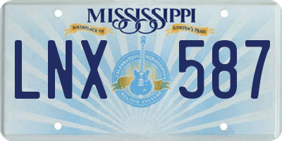 MS license plate LNX587