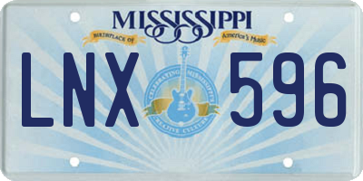 MS license plate LNX596