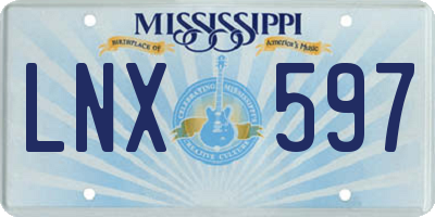 MS license plate LNX597