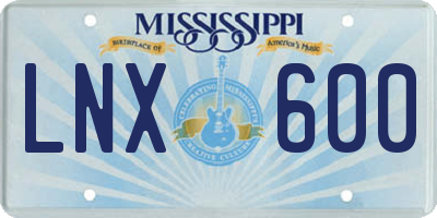 MS license plate LNX600