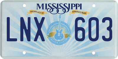 MS license plate LNX603