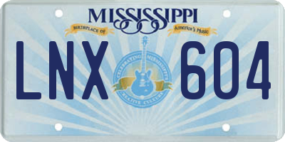 MS license plate LNX604