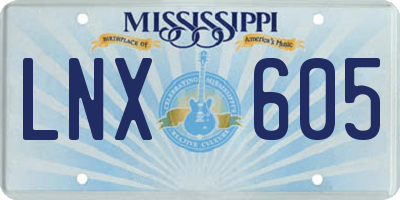 MS license plate LNX605