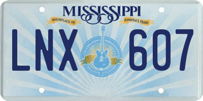 MS license plate LNX607