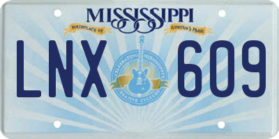 MS license plate LNX609