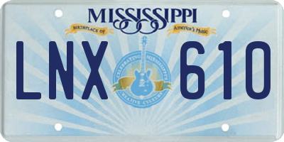 MS license plate LNX610