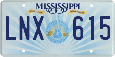 MS license plate LNX615