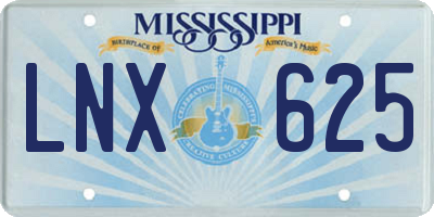 MS license plate LNX625