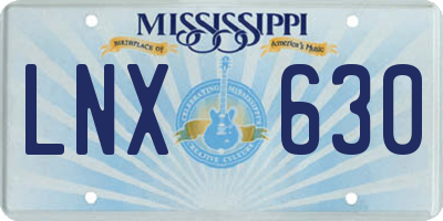 MS license plate LNX630