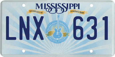 MS license plate LNX631